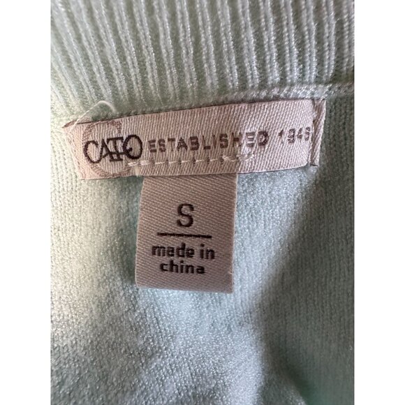 Cato Womens Mint Green Sweater With Sheer White Layered Hem Size S Lightweight - Picture 5 of 16
